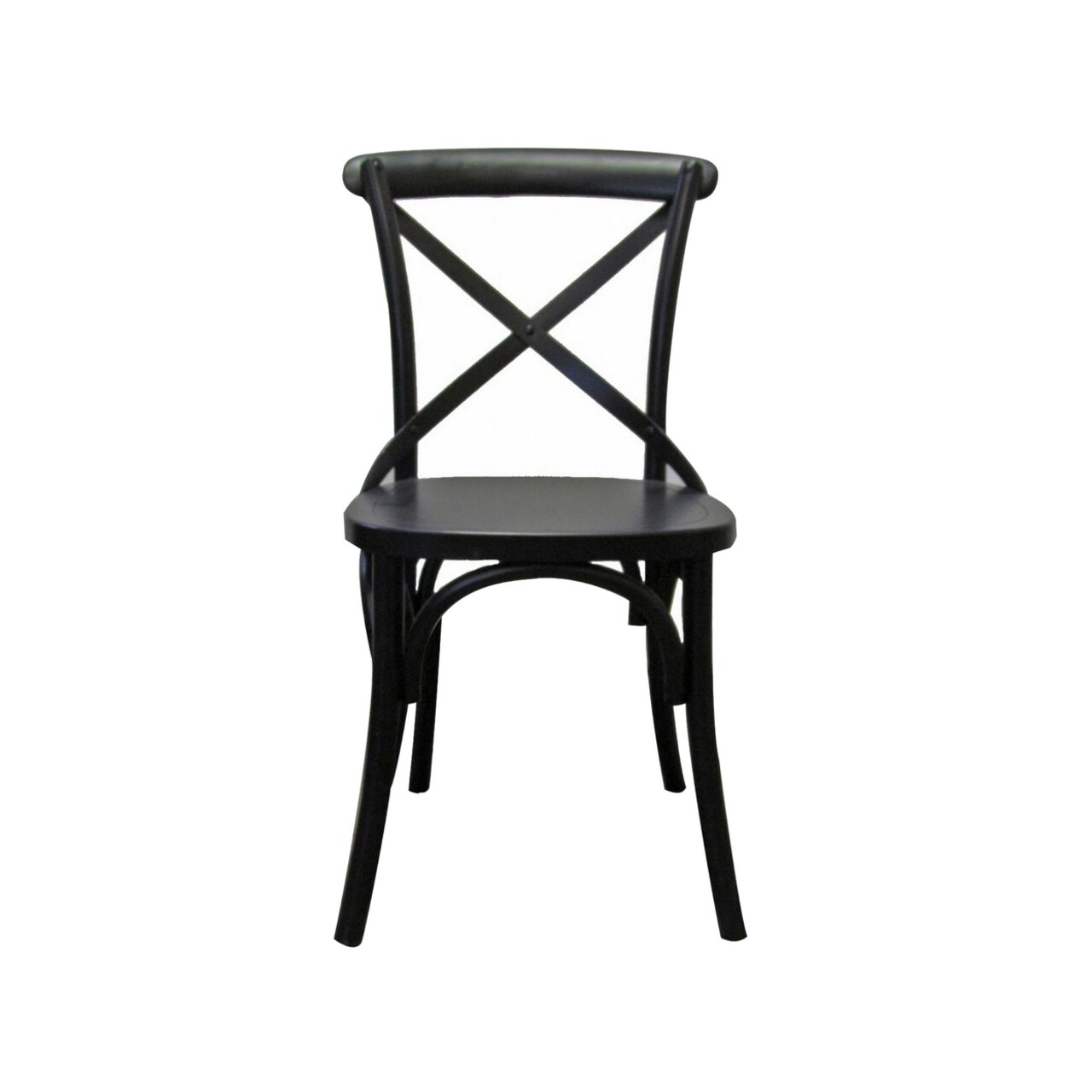 Saltoro Sherpi Rhy 20 Inch Armless Side Chairs, Set of 2, Crossbuck Backrests, Jet Black-